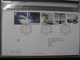 Great Britain 2002 Airliners Fdc - 2001-2010 Decimal Issues