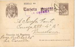 2905. Entero Postal CORUÑA 1939. Censura Militar, Num 83 º - 1931-....