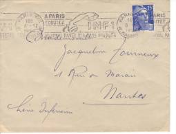 FRANCE   MARIANNE DE GANDON N° 886  R.B.V  TELEPHONE A PARIS ECOUTEZ INF1 JOURNAL - 1945-54 Marianne Of Gandon