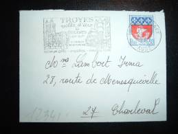 LETTRE MIGNONNETTE TP BLASON DE PARIS 0,30F OBL.MEC. 29-12-1967 TROYES-GARE (10 AUBE) - 1941-66 Armoiries Et Blasons