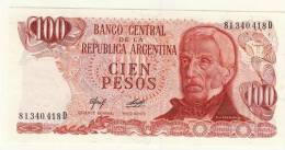 BILLET # ARGENTINE # 100  PESOS # CIEN PESOS  # N°302 # 1976/78  # GENERAL SAN MARTIN - Argentinië