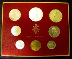 Vatican PAPAL  PAUL VI FOLDER 1963   8 COINS UNC 1 SILVER 500 LIRE RARE - Vatican