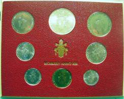 Vatican PAPAL  PAUL VI FOLDER 1975  8 COINS UNC 1 SILVER 500 LIRE RARE - Vatikan