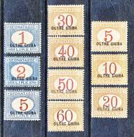 Oltre Giuba 1925 SS 10 Segnatasse D'Italia Soprastampati N. 1-10 MVLH  Cat. € 950 - Oltre Giuba