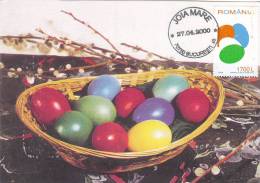 EASTER,PAQUES, 2000 CM,MAXICARD,CARTES MAXIMUM, ROMANIA. - Easter