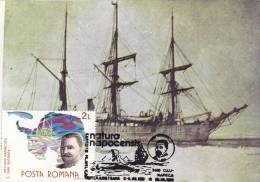 POLAR EXPLORER EMIL RACOVITA,SHIP BELGICA EXPEDITION,1990, CM,MAXICARD,CARTES MAXIMUM, ROMANIA. - Onderzoekers