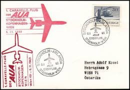 Sweden 1963, Airmail Cover, First Flight  Stockholm - Wien - Lettres & Documents