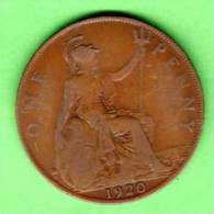 UK UNITED KINGDOM GREAT BRITAIN - 1 Penny - 1920 - KM 810 - VF - D. 1 Penny