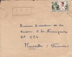 A.E.F. AFRIQUE EQUATORIALE FRANCAISE 1956 COLONIE LETTRE PAR AVION POUR LA FRANCE MARSEILLE MARCOPHILIE - Storia Postale