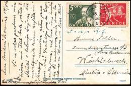 Sweden 1936, Card To Austria - Briefe U. Dokumente