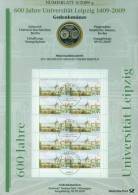 Deutschland  2009  600 Jahre Universität Leipzig  (1 Numisblatt )  Mi: 4/2009 (35 EUR) - Commémoratives