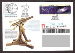 Astronomy Estonia 2009  2 Stamps  FDC  EUROPA CEPT – Astronomy Gone Post "R" REGISTERED Mi 637-38Zd - 2009