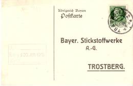 Königreich Bayern-1916- De Traunstein ---> Trostberg-Bayer.Stickstoffwerke A.-G.- Oblitération Traunstein2 (voir Scan) - Lettres