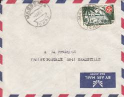 MASSENIA TCHAD AFRIQUE ANCIENNE COLONIE FRANCAISE LETTRE PAR AVION POUR LA FRANCE MARSEILLE TIMBRE CAD MARCOPHILIE - Storia Postale