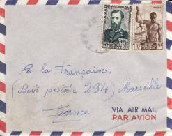 A.E.F. AFRIQUE EQUATORIALE FRANCAISE 1957 COLONIE LETTRE PAR AVION POUR LA FRANCE MARSEILLE MARCOPHILIE - Brieven En Documenten