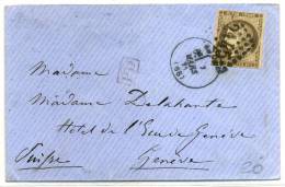 FRANCE - BORDEAUX N° 47, OBL. GC DE LYON LE 7/3/1871, POUR GENEVE - TB - 1870 Bordeaux Printing