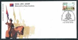 India 2007 Maharastra Police, Horse Rider, Flag, Coat Of Arms Sc 2214 FDC Inde Indien - Policia – Guardia Civil