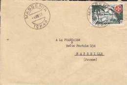 MASSENIA TCHAD AFRIQUE ANCIENNE COLONIE FRANCAISE LETTRE PAR AVION POUR LA FRANCE MARSEILLE TIMBRE CAD MARCOPHILIE - Covers & Documents