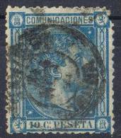 Sello 10 Cts Alfonso XII 1876, Fechador SANTIAGO (Coruña), Num 164  º - Oblitérés