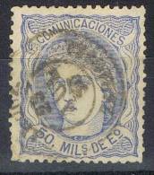 Sello 50 Mils Alegoria 1870, Fechador DAROCA (Zaragoza), Num 107 º - Gebruikt