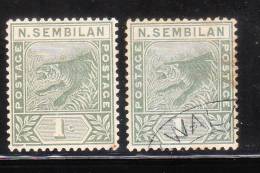 Malaya Negri Sembilan 1891-94 Tiger 1c 2v Used - Negri Sembilan