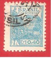 BRASILE - BRASIL - USATO - 1946 - Definitives, Cruzeiro - AGRICOLTURA - 0,40 Brazilian Cruzeiro - MICHEL BR 703XI - Used Stamps