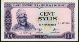 GUINEA   P19  100 SYLIS   1971  #AJ  AU-UNC. - Guinée