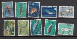 JAPON ° YT N° 822 829D 10 TIMBRES POISSONS - Usados