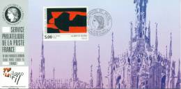 100 Carte Officielle Exposition Internationale Exhibition Milanofil 1993 FDC Tableau Kunst Painting Alberto Burri Church - Expositions Philatéliques