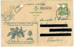 Griffe JODOIGNE Sur Entier Perforé De Thienen 8.12.1935 Vers Charleroi - Linear Postmarks