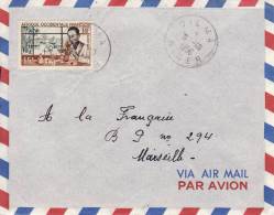 BILMA NIGER 1956 AFRIQUE COLONIE FRANCAISE LETTRE PAR AVION POUR LA FRANCE MARSEILLE MARCOPHILIE - Cartas & Documentos