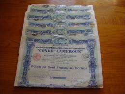 Lot : Action De 100frs Congo Cameroun ; Société Des Comptoirs D'importation Et D'exportation . Lot De 5 - A - C