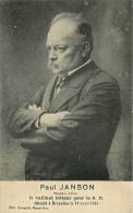 PAUL JANSON MINISTRE D'ETAT LE VAILLANT LUTTEUR POUR LE S.U. DECEDE A BRUXELLES EN 1913 POLITIQUE - Other & Unclassified