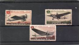 USSR/CCCP 1937, Airforce Exhibition. Three Stamps With Hinge Marks - Gebraucht