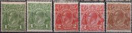 AUSTRALIA  - GEORGE  V - 1-1-2-2-5 D - Perf. 13½ : 12½ - Wz.7 - 1931-32 - Mint Stamps