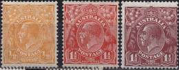 AUSTRALIA  - GEORGE  V -  ½  - 1½ - 1½  D - Perf. 13½ : 12½  - Wz.6 - MLH - 1932-36 - Mint Stamps