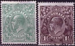 AUSTRALIA  - GEORGE  V -  ½ (dam)  - 1½  D - Perf. 14  - Wz.5 - BLACK-BROWN - 1919 - Used Stamps