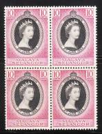 Malaya Selangor 1953 Coronation Issue Blk 4 MNH - Selangor