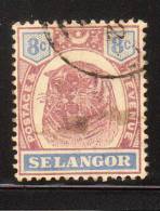 Malaya Selangor 1895-99 Tiger 8c Used - Selangor