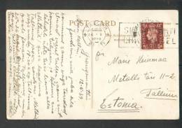 ESTONIA  SPECIAL CANCELLATION , KEEP YOUR EYES OPEN IN  TRAFFIC , ON POSTCARD MAILED 1939  GRANGEMOUTH  SCOTLAND  ,  ,O - Stirlingshire