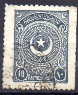 TURKEY 1923 Crescent - 10pi. - Grey . FU - Used Stamps