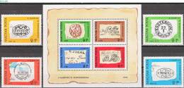 HUNGARY, 1972, Federation Of Hugarian Philatelists, Set Of 4 + Sheet Of 4, Sc/Mi B294-B298 / 2760A-63A,Bl-88A - Neufs