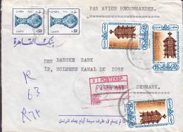 Egyp Egypte Registered Airmail Par Avion BANQUE DU CAIRE, PORT SAID 1989 Cover Brief To Denmark (2 Scans) - Posta Aerea