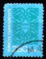 TURKEY 1977 Official - 250k. - Green And Blue FU - Francobolli Di Servizio