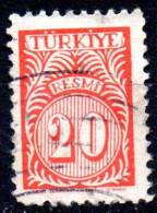 TURKEY 1957 Official -   20k. - Red  FU - Official Stamps