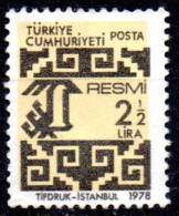 TURKEY 1978 Official - 21/2l. - Buff And Brown MH - Francobolli Di Servizio