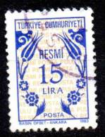 TURKEY 1983 Official -15l. - Blue And Yellow  FU - Francobolli Di Servizio