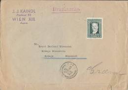 Austria J.J. KAINDL Drucksache 1948? Cover Brief To GRÆNGE Denmark Zensur Censor Carl M. Ziehrer, Komponist - Storia Postale