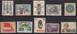 India MNH 1972, 10 Different Mint Stamps - Ungebraucht