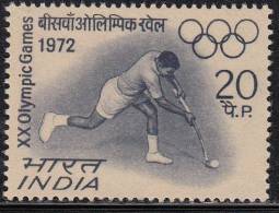 India MNH 1972, 20p Olympic Games, Hockey, Sport - Ongebruikt